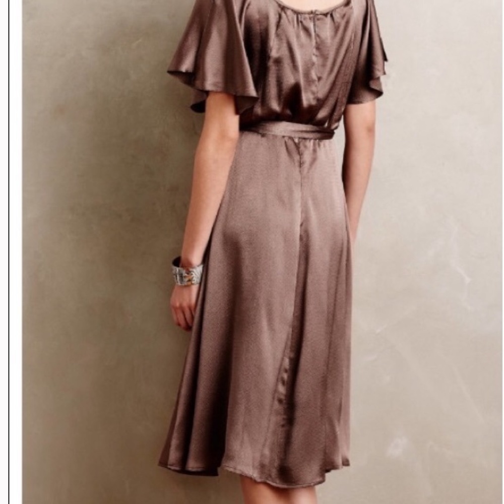 HD Paris Brown Bronze Ravie Satin Dress 6P Party - Picture 2 of 5